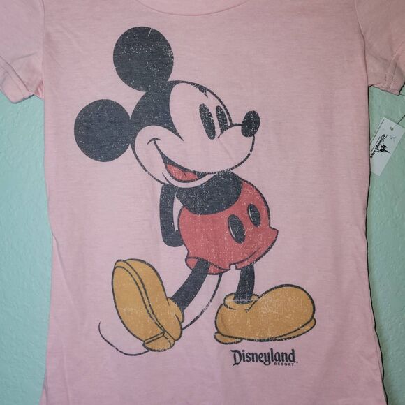 NWT Disney Parks Mickey Mouse Graphic Womens Pink Shirt sz S Authentic Original - Picture 2 of 9